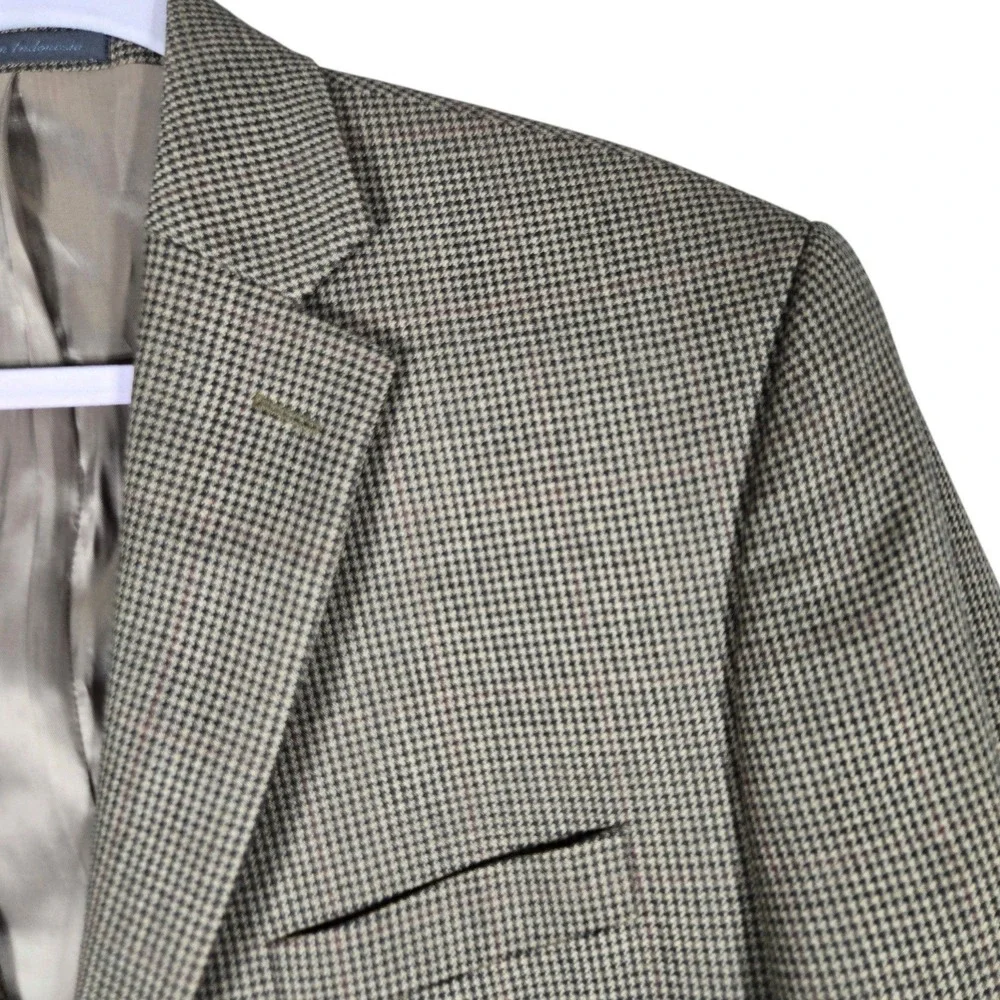 Lauren Ralph Lauren Sport Coat Mens Brown Houndstooth Plaid Blazer Long Jacket